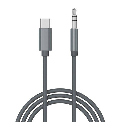 Just Wireless Aux Cable Metal Housing 6 foot Grey