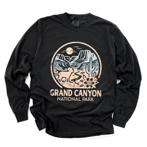 Grand Canyon National Park Two-Toned Circle - Women's Garment Dyed Long Sleeve Graphic T-Shirt - 1 of 4