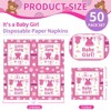 Hachikiko Pink It's a Baby Girl Napkins, Baby Shower Dinner Napkins Disposable Paper Luncheon Cocktail Napkins for Baby Girl Shower Party Decorations - 2 of 4