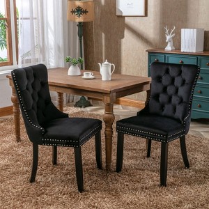 XIYUYEU Modern Dining Chairs Set of 2,Tufted Velvet Upholstered Kitchen Chair with Nailhead Trim for Dining Room,Living Room - 1 of 3