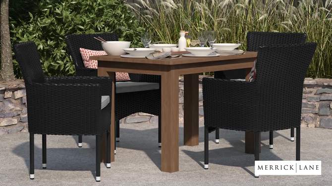 Merrick Lane Patio Chairs with Fade and Weather Resistant Wicker Wrapped Powder Coated Steel Frames & Cushions-Set of 2, 2 of 13, play video