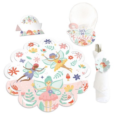 Big Dot of Happiness Let’s Be Fairies - Fairy Garden Birthday Party Paper Charger and Table Decorations - Chargerific Kit - Place Setting for 8