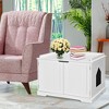 Costway Cat Litter Box Cabinet Furniture Cat Washroom Storage Bench White - 3 of 4