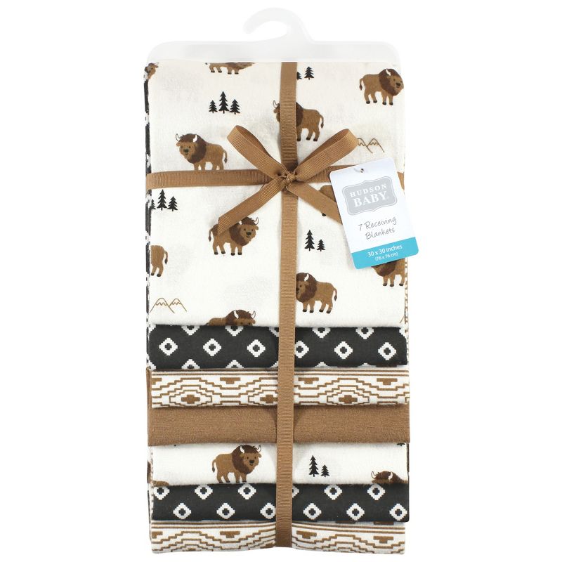 Hudson Baby Infant Boy Cotton Rich Flannel Receiving Blankets Bundle, Wild Buffalo, One Size, 2 of 7