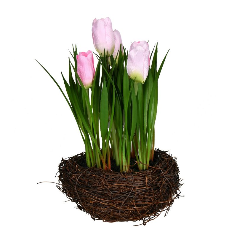 Vickerman 9" Artificial Pink Potted Tulip, Pack of 2, 1 of 8