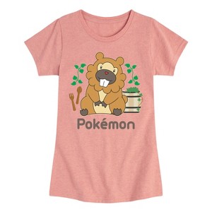 Girls' - Pokémon - Bidoof Cafe Fitted Short Sleeve Graphic T-Shirt - 1 of 4