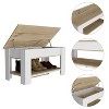 CAVINAS Storage Bench Shoe Rack Modern Rectangle Stools Shelf Lid Top for Entryway - 2 of 4