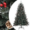 vidaXL Artificial Christmas Tree with Stand - Green/White Snow-Covered Xmas Decor with Berries/Cones, Durable PVC, Steel Stand, 47.2" Height - 2 of 4