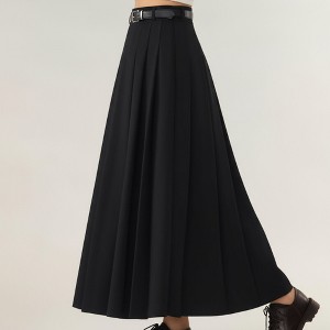 Anna-Kaci Women's High Waist Pleated Maxi Skirt with Structured A-Line Silhouette - 1 of 4