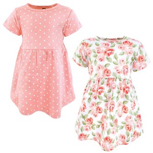 Hudson Baby Infant Girls Cotton Dresses, Coral Floral - 1 of 4