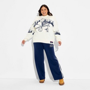 Women's Snoopy MT Trek Fleece Graphic Sweatshirt - White - 1 of 3