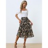 INSPIRE CHIC Women's Floral Elastic Waist Tiered Ruffle Boho Midi Skirts - 2 of 4