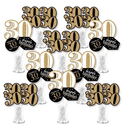 Big Dot of Happiness Adult 30th Birthday - Gold - Birthday Party Centerpiece Sticks - Showstopper Table Toppers - 35 Pieces