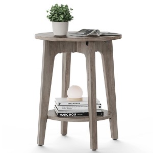 Round Side Table with Lower Shelf, End Table for Small Spaces, Nightstand - 1 of 4
