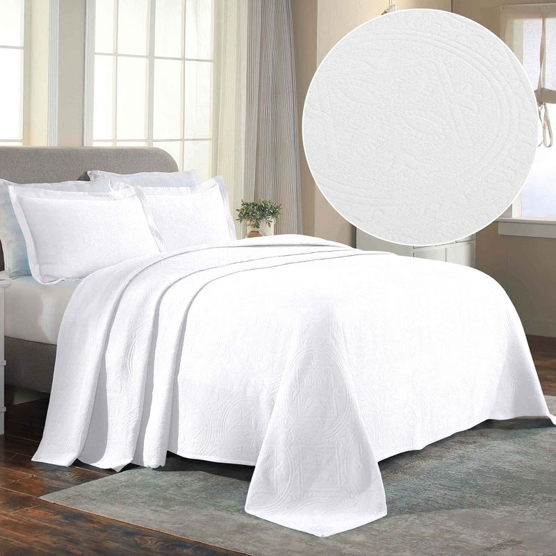 Celtic Textured Jacquard Matelass Scalloped Bedspread Set by Blue Nile Mills, 1 of 8