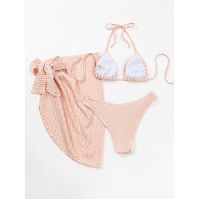 Swim Suits for Women Comfortable And Fashionable Solid Color Split Swimsuit Set Push up High Cut Bathing Suit for Women