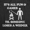 Mens Its All Fun And Games Til Someone Loses A Wiener T Shirt Funny Cookout Campfire Hot Dog Joke Tee For Guys - Crazy Dog Men's T Shirt - 2 of 4