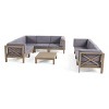 Christopher Knight Home Keith Outdoor Acacia Wood 8 Seater Sectional Sofa Chat Set with Cushions - 2 of 4