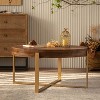 33.86"Modern Retro Splicing Round Coffee Table,Fir Wood Table Top with Gold Cross Legs Base - 2 of 4