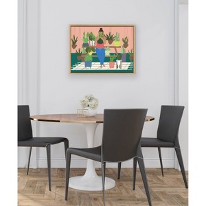 Kate & Laurel All Things Decor 18" x 24" Sylvie Plant Lady Framed Canvas by Queenbe Monyei Natural : Modern Style, Digital Nature Art - 1 of 4