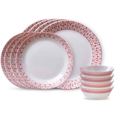 Corelle 12pc Glass Graphic Stitch Everyday Expressions Dinnerware Set