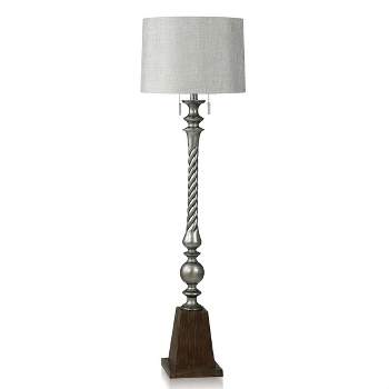 India Painted Silver Swirl with Double Pull Chain Floor Lamp - StyleCraft
