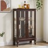 Wooakway Cherry Lighted Curio Cabinet with 2 Tempered Glass Doors Mirrored Back Panel Adjustable Shelves Display Case for Home Office Bulb Included - 2 of 4