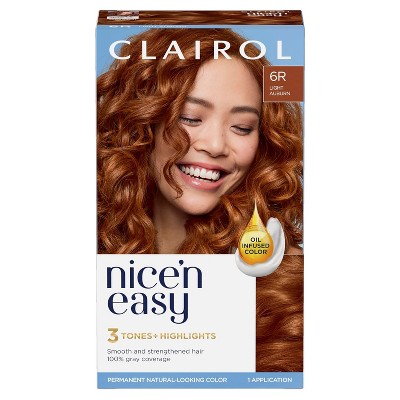 Clairol Nice'n Easy Permanent Hair Dye, 6r Light Auburn Hair Color ...