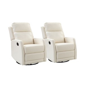 Set of 2 Ofelia Wooden Upholstery Wingback Swivel Recliner for Bedroom and Living Room |Artful Living Design-IVORY - 1 of 4