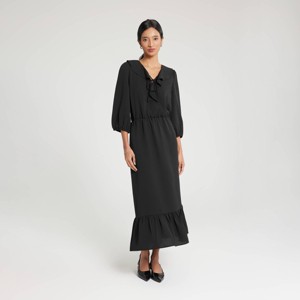 Women's Ruffled Neck Tie-Front Dress - A New Day™ - 1 of 4