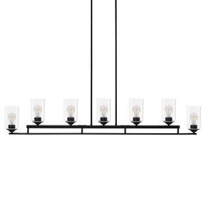 LNC Delia 7-Light 53.1" Modern Linear Oversized Kitchen Island Pendant Lighting, Matte Black with Clear Glass - 1 of 4