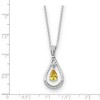 Black Bow Jewelry Rhodium Sterling Silver November CZ Birthstone Never Forget Necklace - 2 of 4
