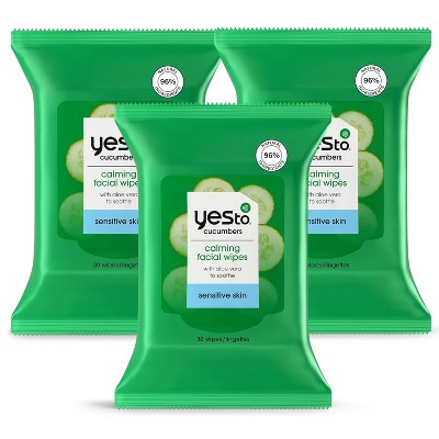 Yes To Face Wipes Cucumbers USA Made for Sensitive Skin