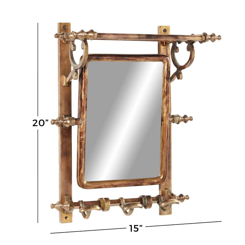 15" x 20" Bathroom Wall Rack with Hooks and Rectangular Mirror - Olivia & May, 3 of 4