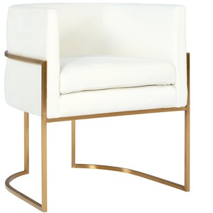 TOV Furniture Giselle Velvet Dining Chair with Gold Base by Inspire Me! Home Decor Cream 24.4"W x 23.2"D x 27.5"H - 1 of 4