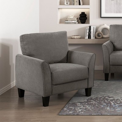 PAGED Upholstered Accent Chair Wood Living Room Chairs Contemporary Reading Chair with Slightly Flared Armrests and Plush Seat for Office