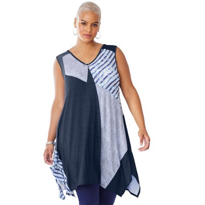 Woman Within Plus Size Sleeveless Hanky Hem Tunic