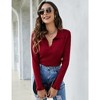 Womens Polo Sweaters V Neck Long Sleeve Collared Sweater Fall Lightweight Knit Pullover Jumper Tops Ruffle Casual Knitwear - 4 of 4