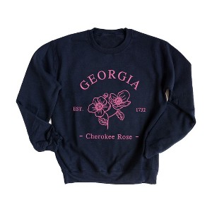 Simply Sage Market Women's Graphic Sweatshirt Embroidered Georgia Cherokee Rose - PINK - 1 of 4