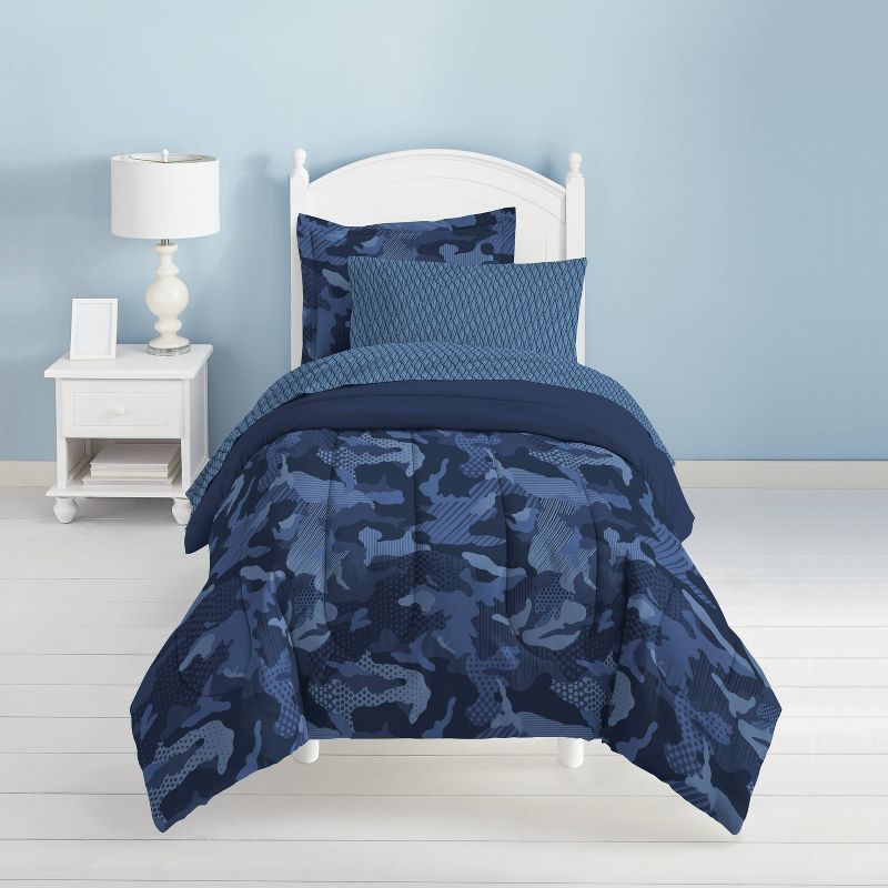 Geo Camo Mini Bed in a Bag Blue - Dream Factory, 5 of 8