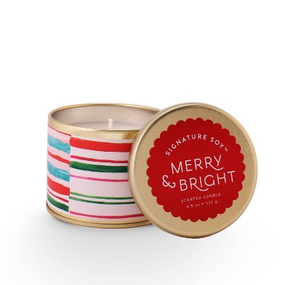 4.8oz Small Round Tin Jar Candle Merry & Bright - Signature Soy