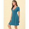 cheibear Women's Deep V Neck Short Sleeve Soft Stretchy Pajama Dress - 2 of 4