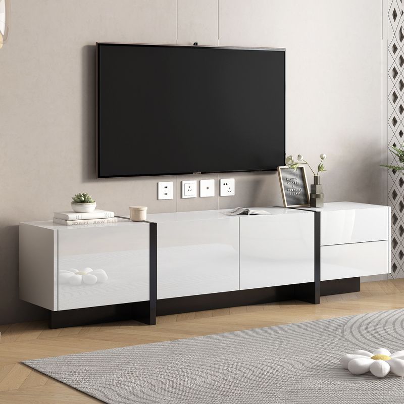 Modern TV Stand for TVs up to 80'' with High Gloss UV Surface-ModernLuxe, 1 of 14