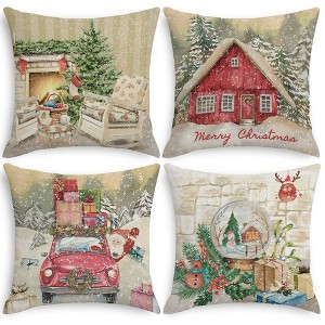 Presence 4 PCS 18-inch Christmas Vintage Pillow Cover - 1 of 4