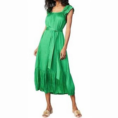 Women's Crinkled Ruffled Shoulder Midi Dress - current air