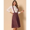 INSPIRE CHIC Women's Vintage Plaid A-Line Tartan Suspender Midi Skirt - 3 of 4
