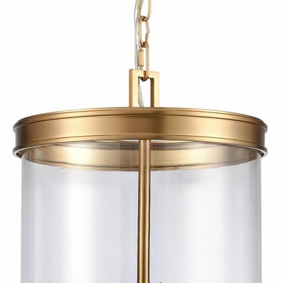 Elegant Brushed Gold and Clear Glass 4-Light Pendant