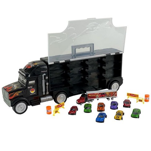 Daddy Trucks The Big Rig Race Car Travel System With Construction Accessories - Comes 8 Cars But Can Hold 24 : Target