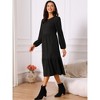 INSPIRE CHIC Women's Fall Long Sleeve Round Neck Tiered Casual Knit A-Line Midi Dress with Pockets - 3 of 4