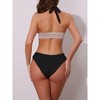 INSPIRE CHIC Women's Color Block Wavy Stripes Bikini Sets, Halter Top V Shaped Bottom Swimwear Bathing Suits 1 Set - 3 of 4